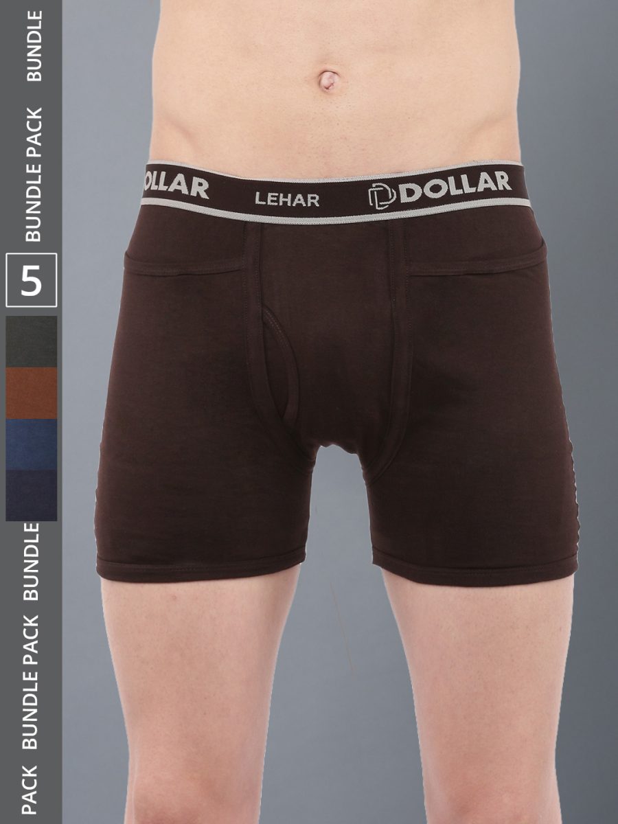 Dollar Lehar Men's Assorted Pack of 5 Combed Cotton Trunk