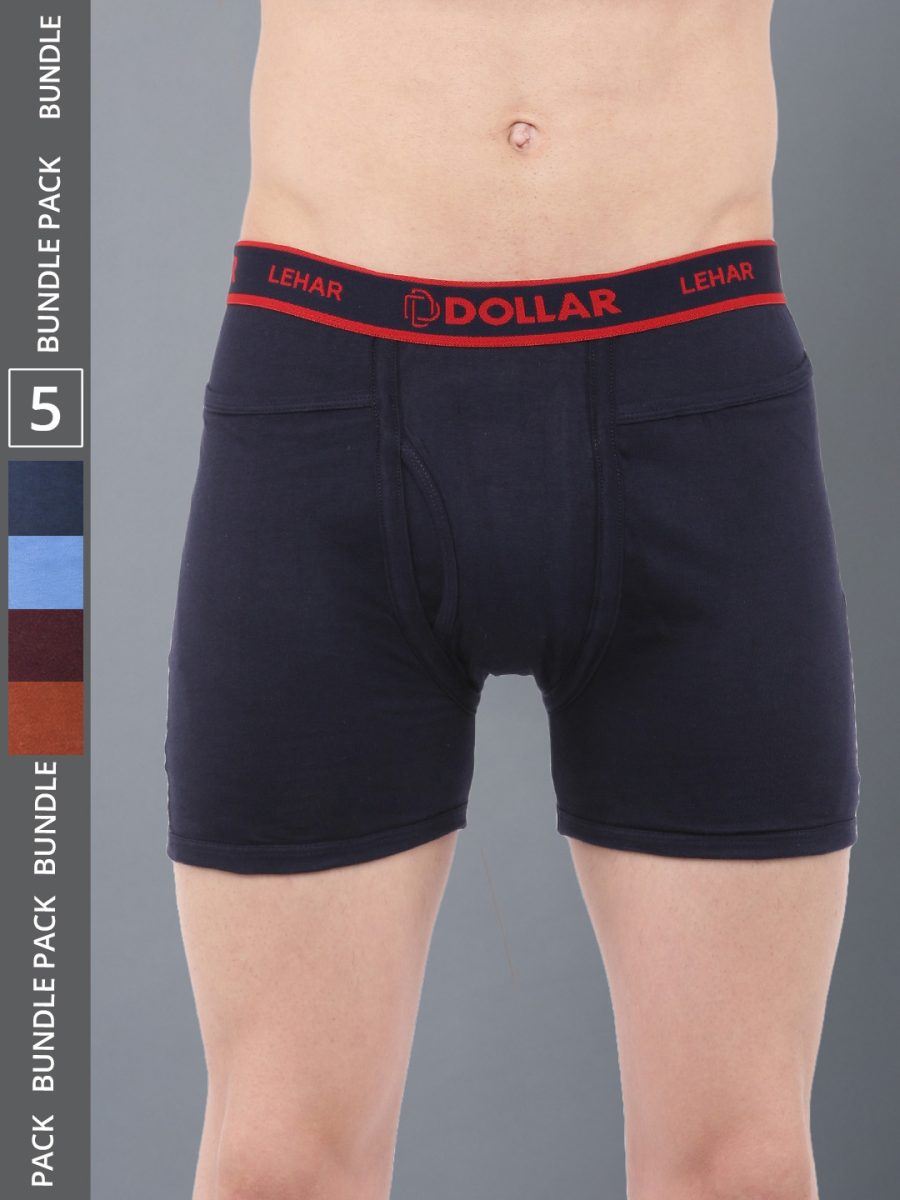 Dollar Lehar Men's Assorted Pack of 5 Combed Cotton Trunk