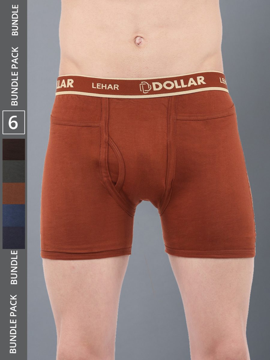 Dollar Lehar Men's Assorted Pack of 6 Combed Cotton Trunk