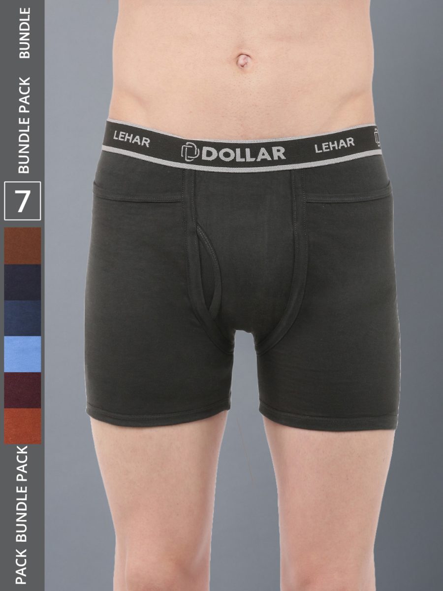 Dollar Lehar Men's Assorted Pack of 7 Combed Cotton Trunk