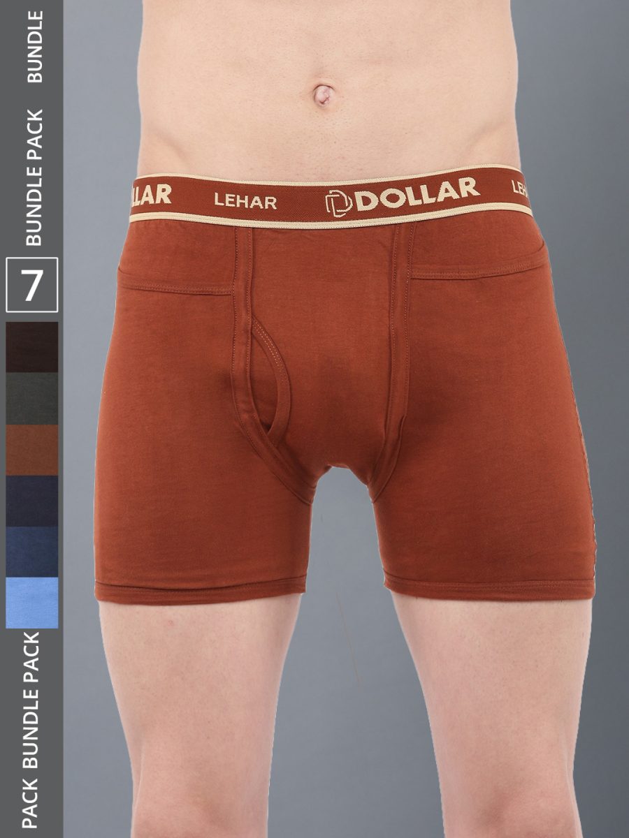 Dollar Lehar Men's Assorted Pack of 7 Combed Cotton Trunk
