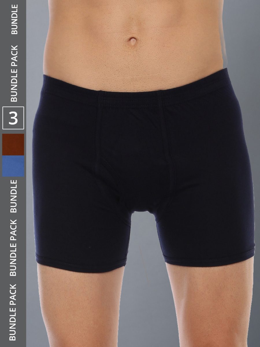 Dollar Lehar Men's Assorted Pack of 3 Combed Cotton Trunk