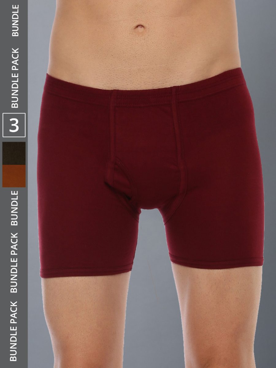 Dollar Lehar Men's Assorted Pack of 3 Combed Cotton Trunk