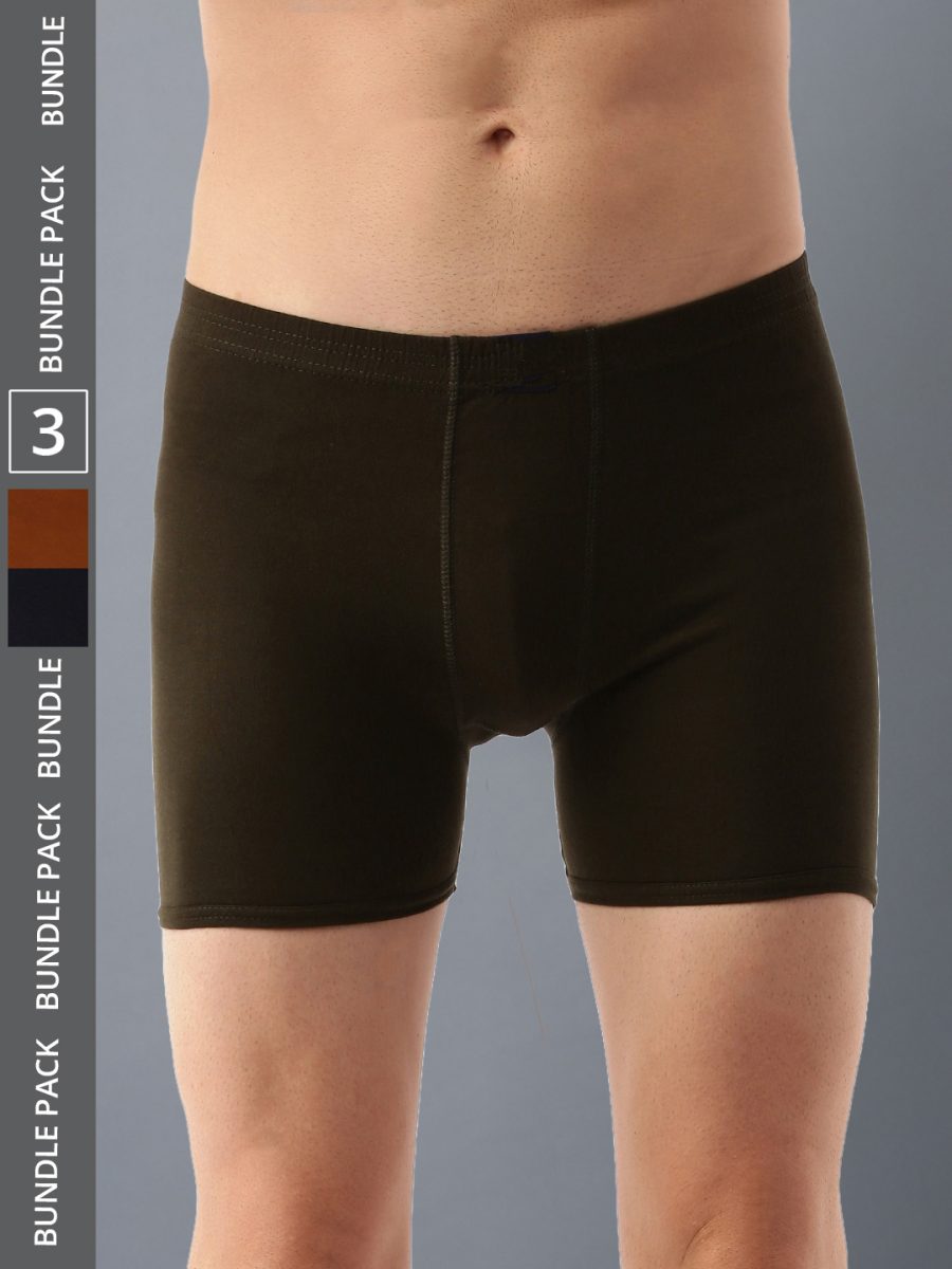 Dollar Lehar Men's Assorted Pack of 3 Combed Cotton Trunk