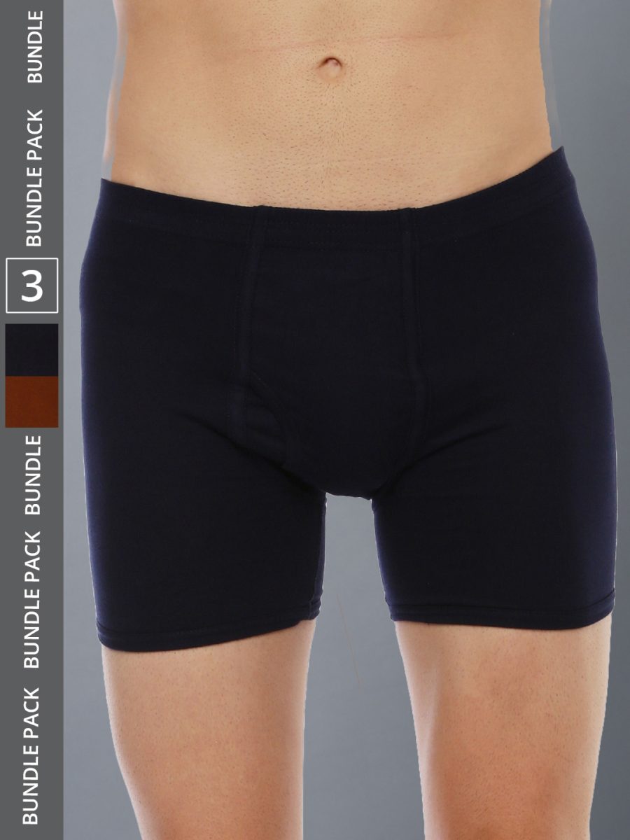 Dollar Lehar Men's Assorted Pack of 3 Combed Cotton Trunk