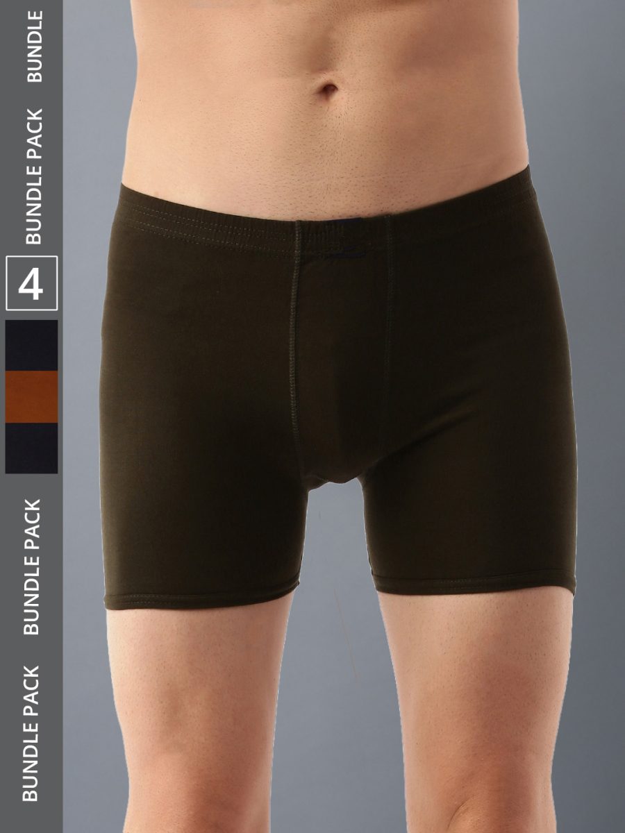 Dollar Lehar Men's Assorted Pack of 4 Combed Cotton Trunk