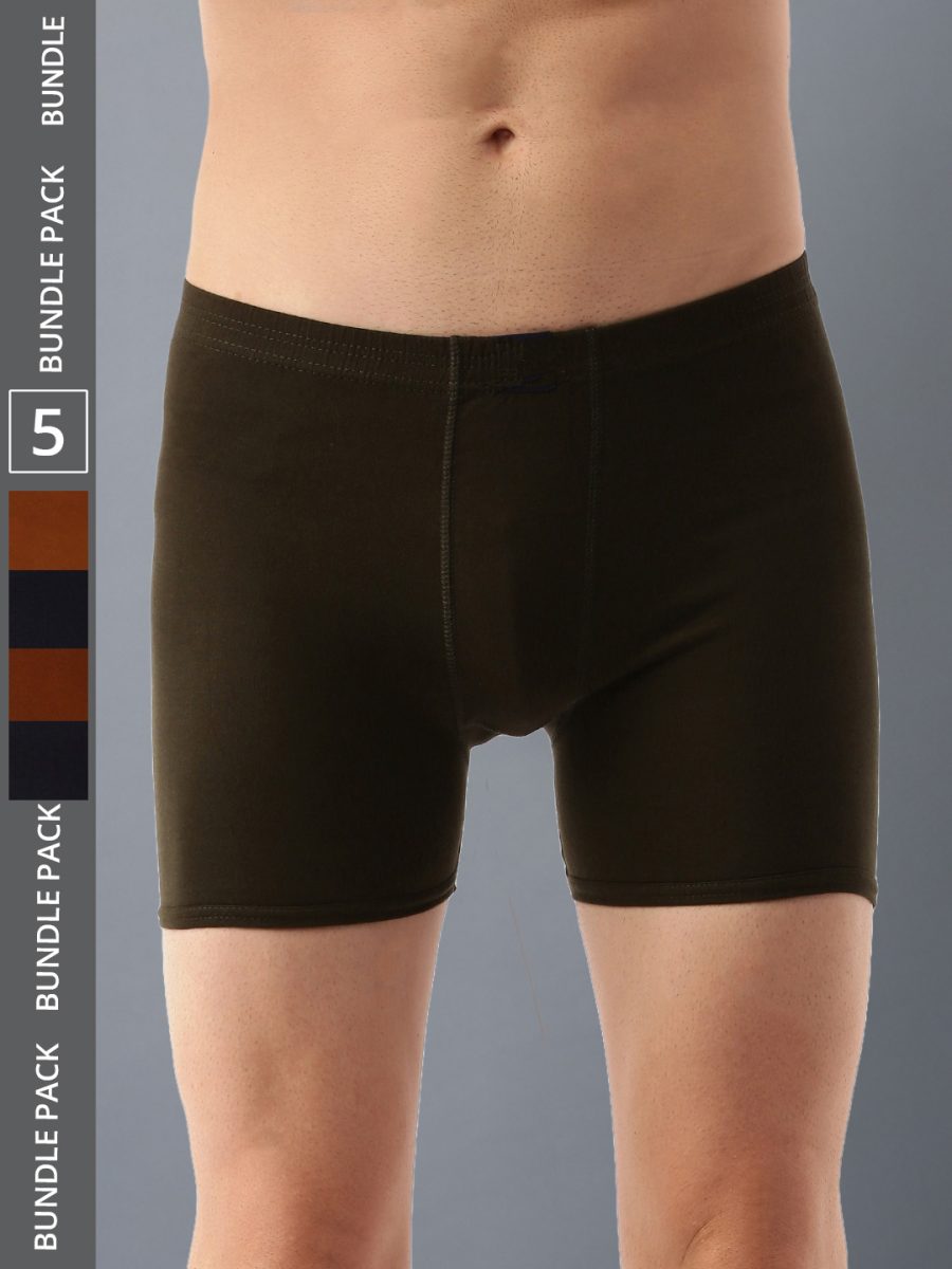 Dollar Lehar Men's Assorted Pack of 5 Combed Cotton Trunk