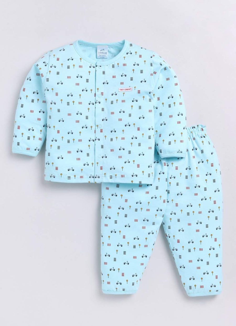 Dollar Aqua Blue Print Baby Boys Combo Set