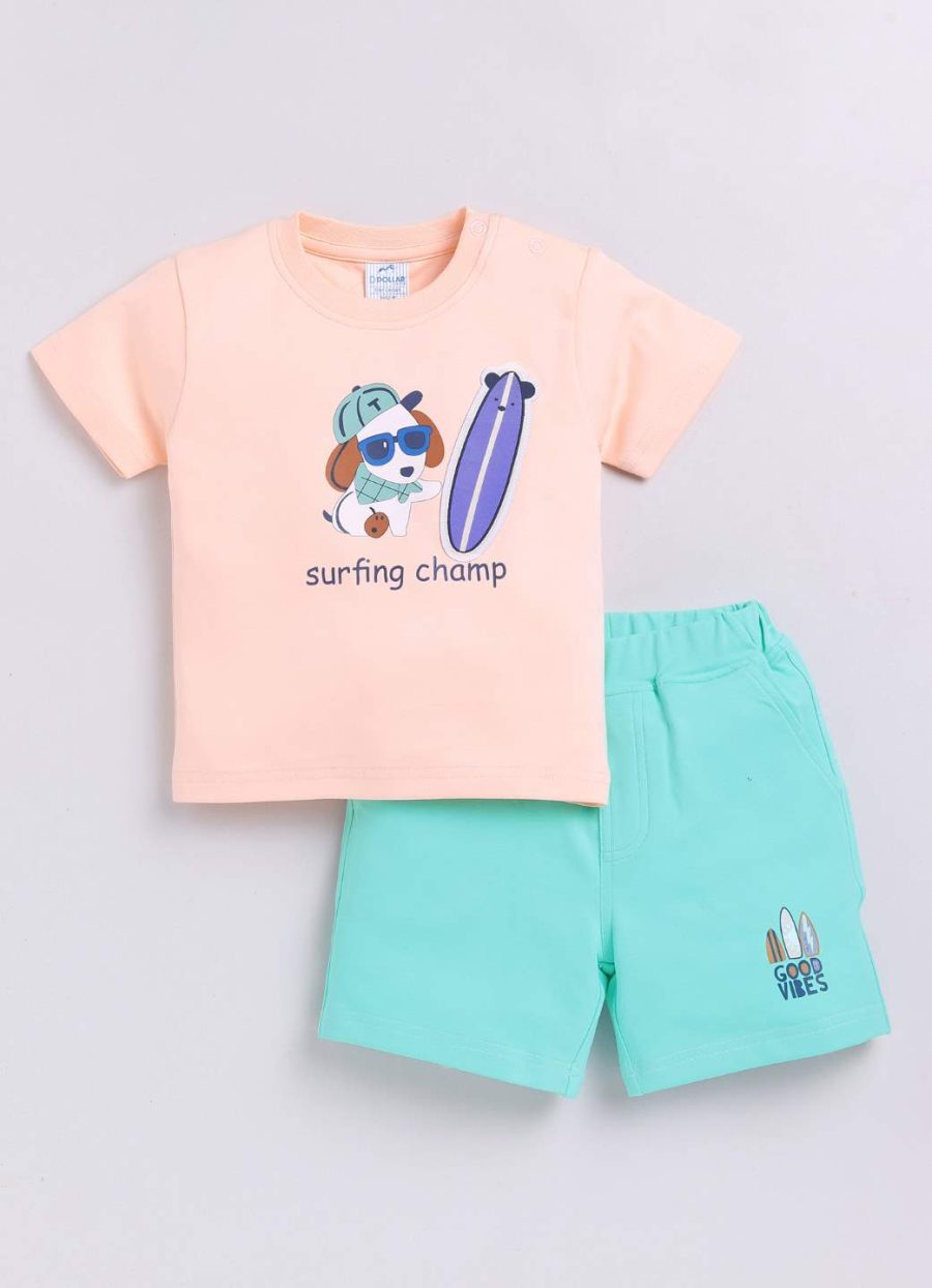 Dollar Peach-Sea Green Baby Boys Combo Set