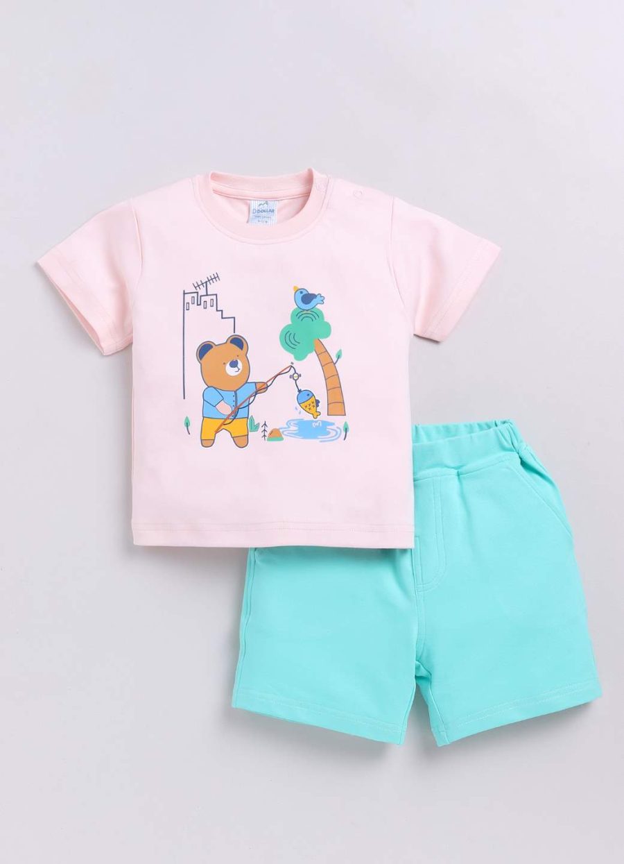 Dollar Pink-Sea green Baby Boys Combo Set