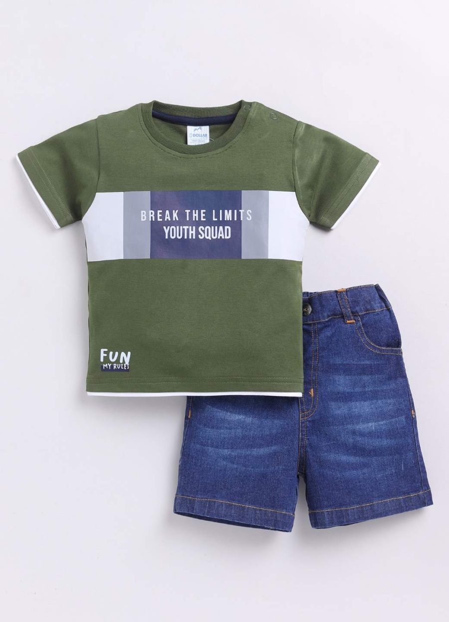 Dollar Green-Navy Baby Boys Combo Set