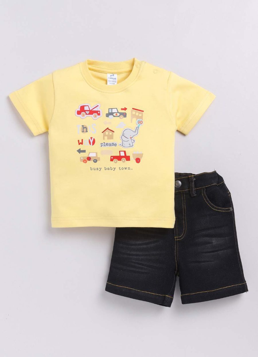 Dollar Yellow-Black Baby Boys Combo Set