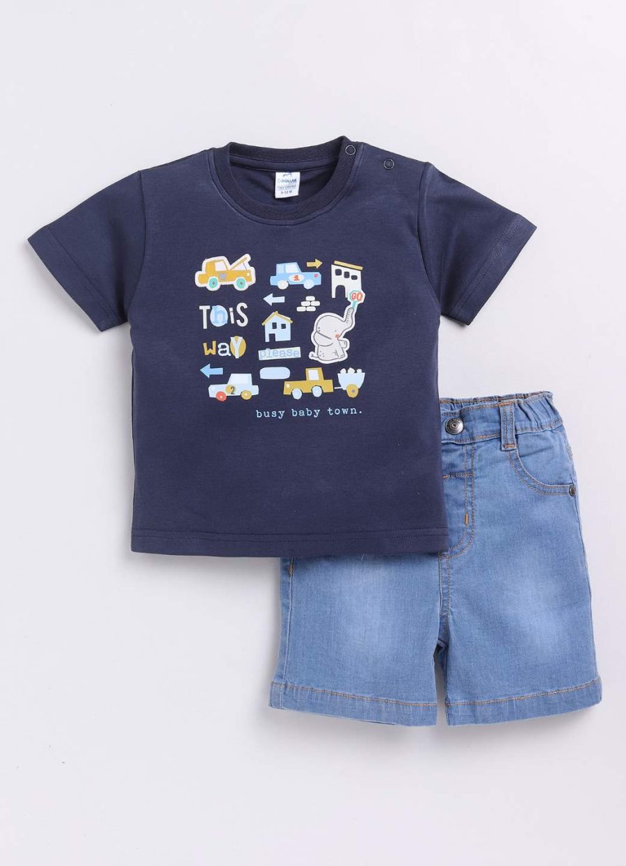 Dollar Navy-Denim Baby Boys Combo Set