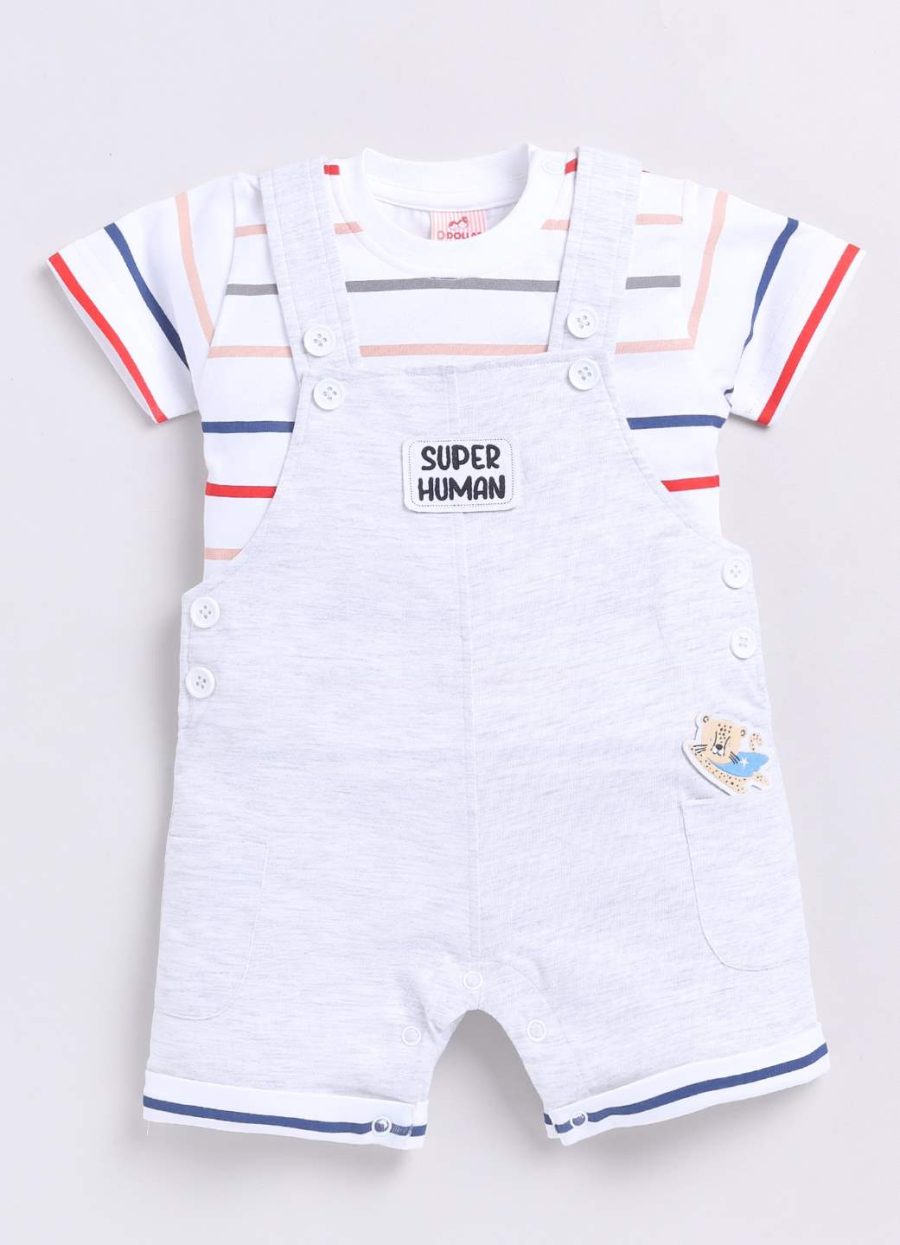 Dollar White Baby Boys & Baby Girls Dungarees