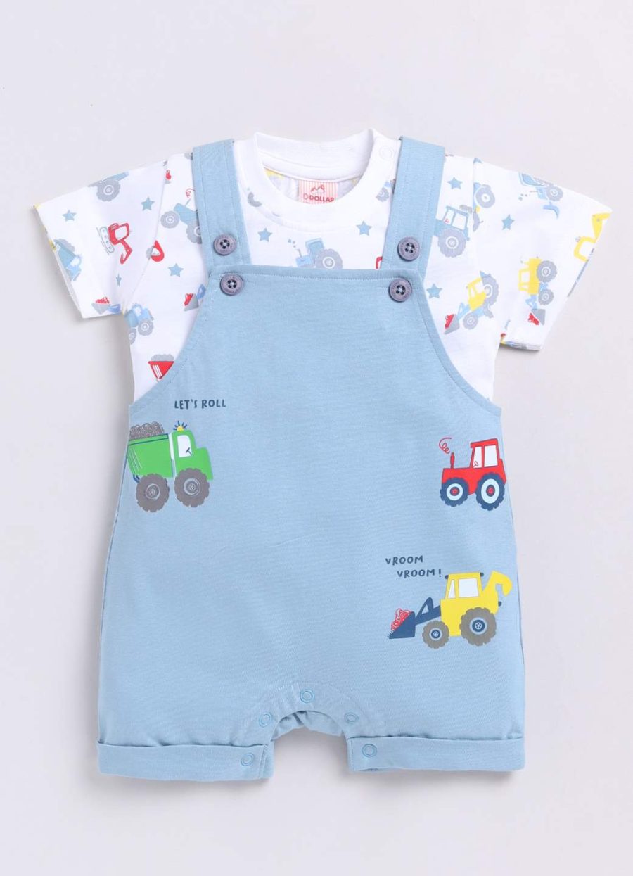 Dollar White-lt Blue Baby Boys & Baby Girls Dungarees