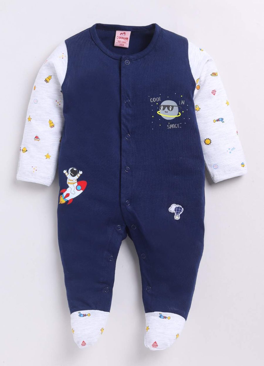 Dollar Navy-White Baby Boys & Baby Girls Shoe Romper