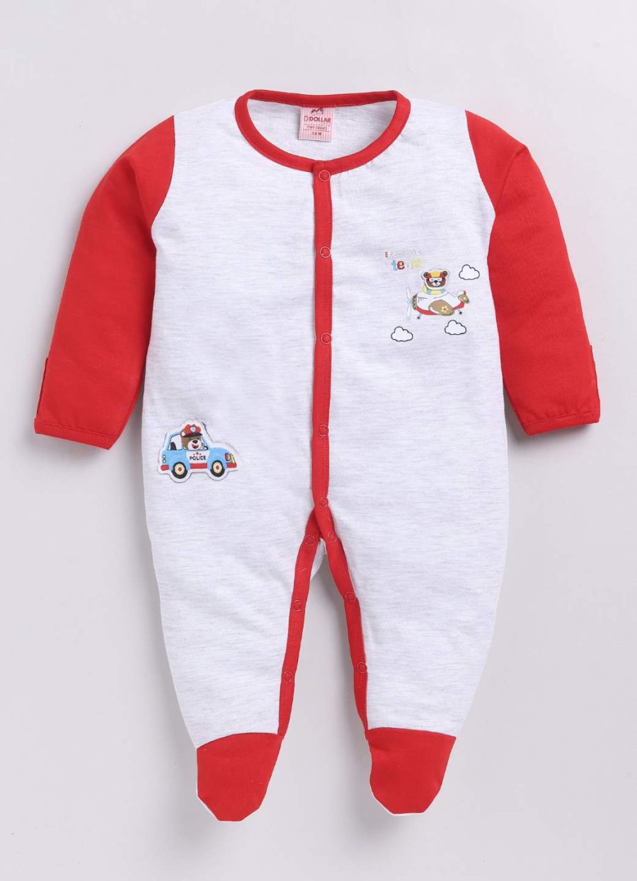 Dollar Grey Melange-Red Baby Boys & Baby Girls Shoe Romper