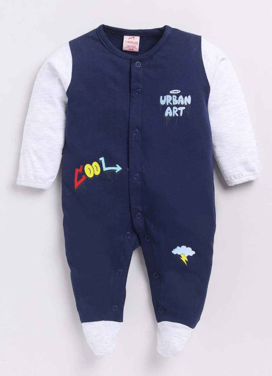 Dollar Navy-White Baby Boys & Baby Girls Shoe Romper