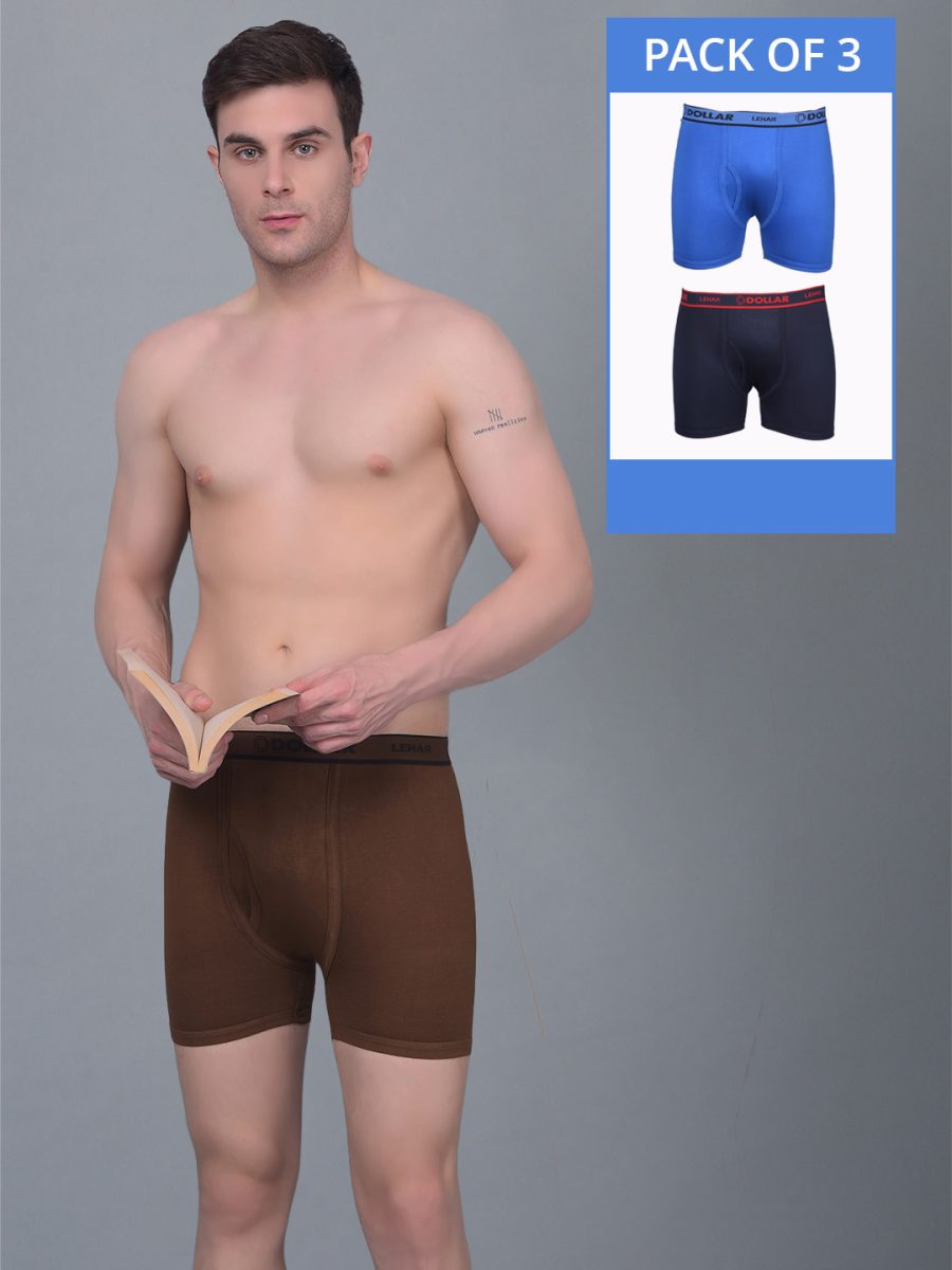 Dollar Lehar Combed Cotton Mens Pack Of 3 Trunk