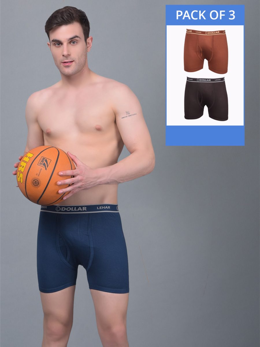 Dollar Lehar Combed Cotton Mens Pack Of 3 Trunk