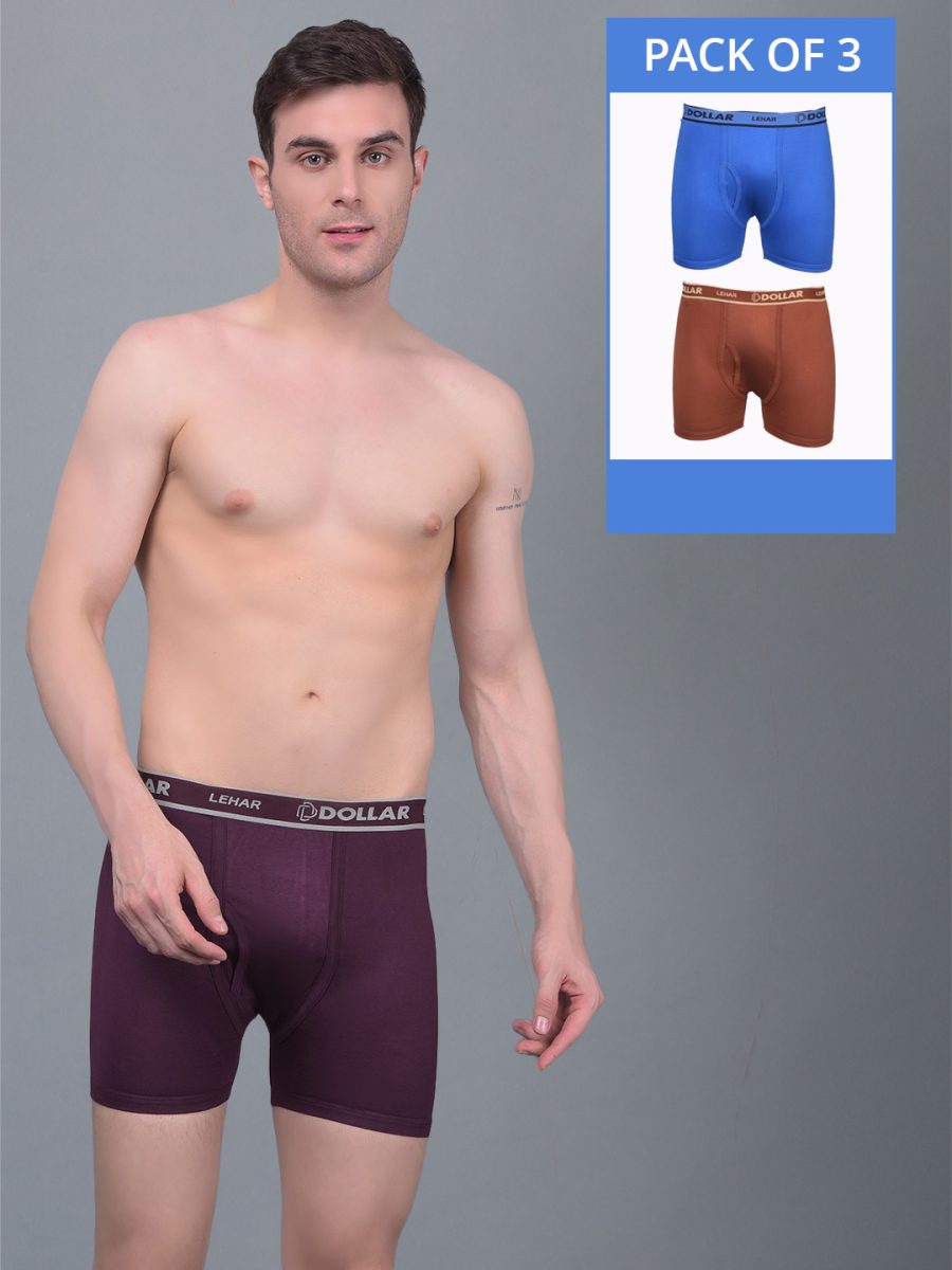 Dollar Lehar Combed Cotton Mens Pack Of 3 Trunk