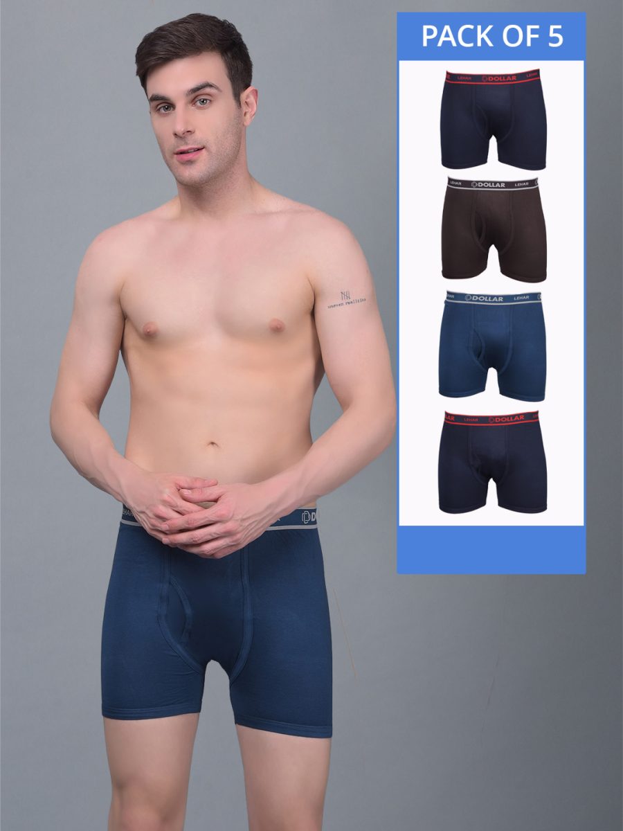 Dollar Lehar Combed Cotton Mens Pack Of 5 Trunk