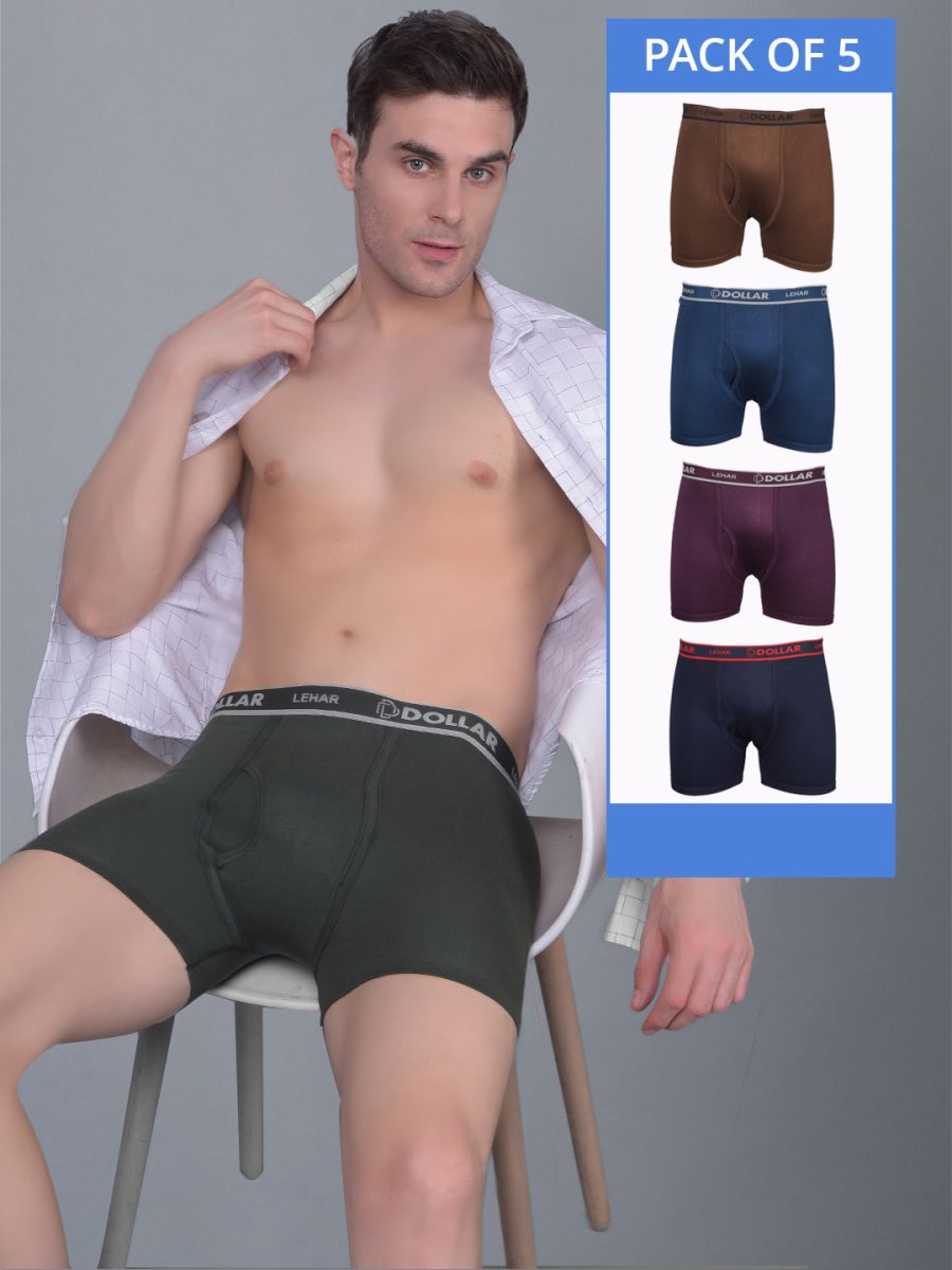 Dollar Lehar Combed Cotton Mens Pack Of 5 Trunk
