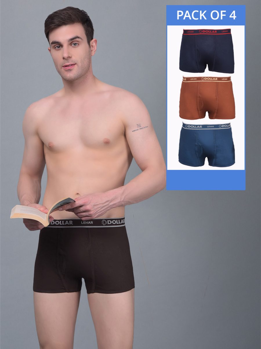 Dollar Lehar Combed Cotton Mens Pack Of 4 Trunk