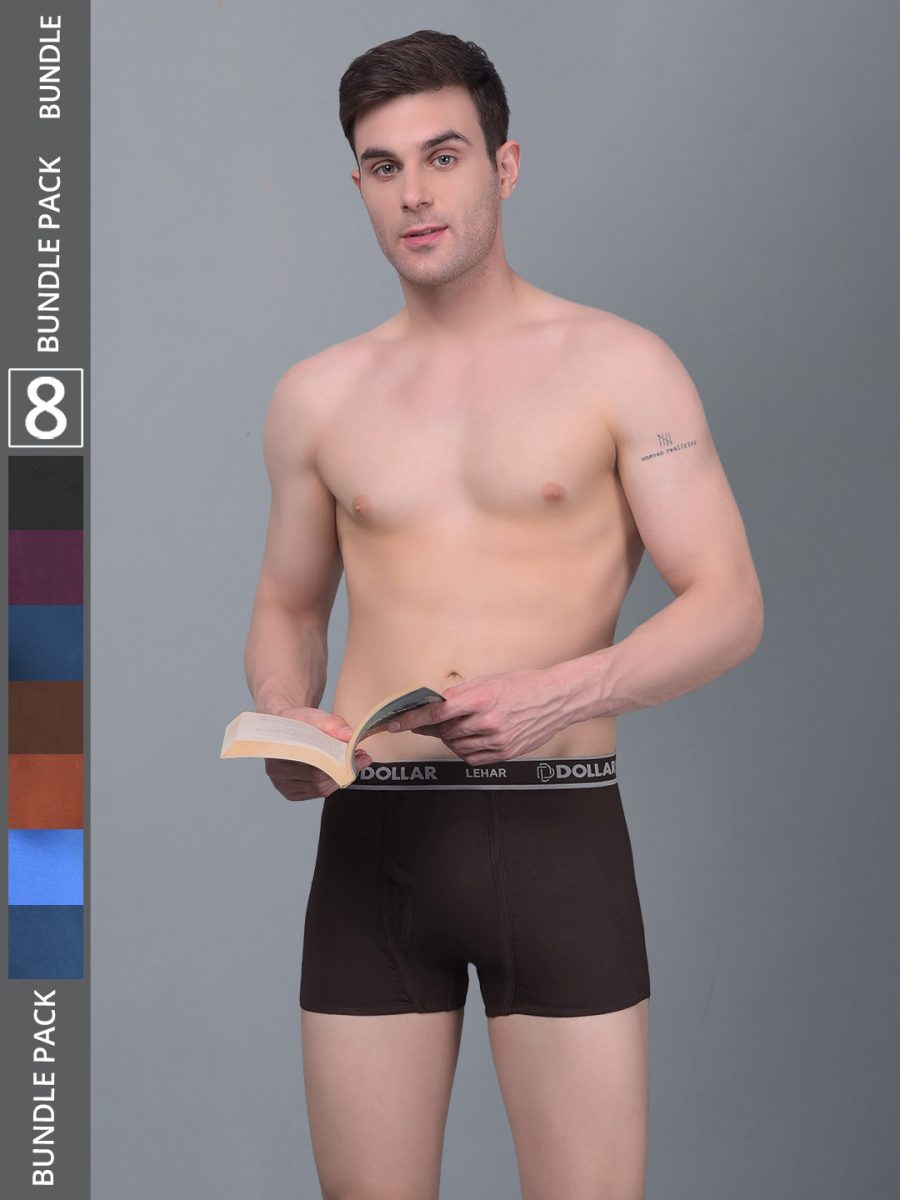 Dollar Lehar Combed Cotton Mens Pack Of 8 Trunk