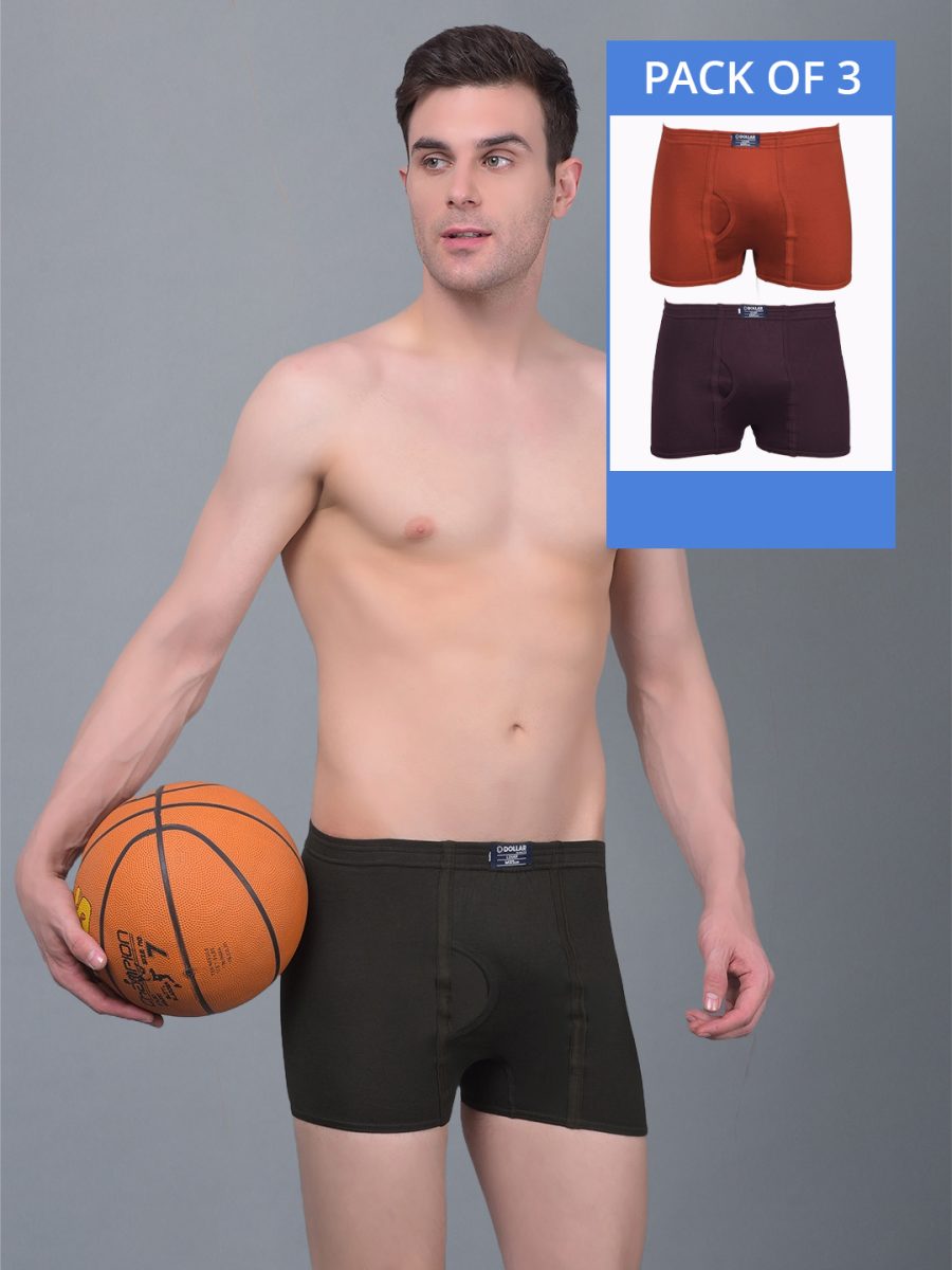 Dollar Lehar Combed Cotton Mens Pack Of 3 Trunk