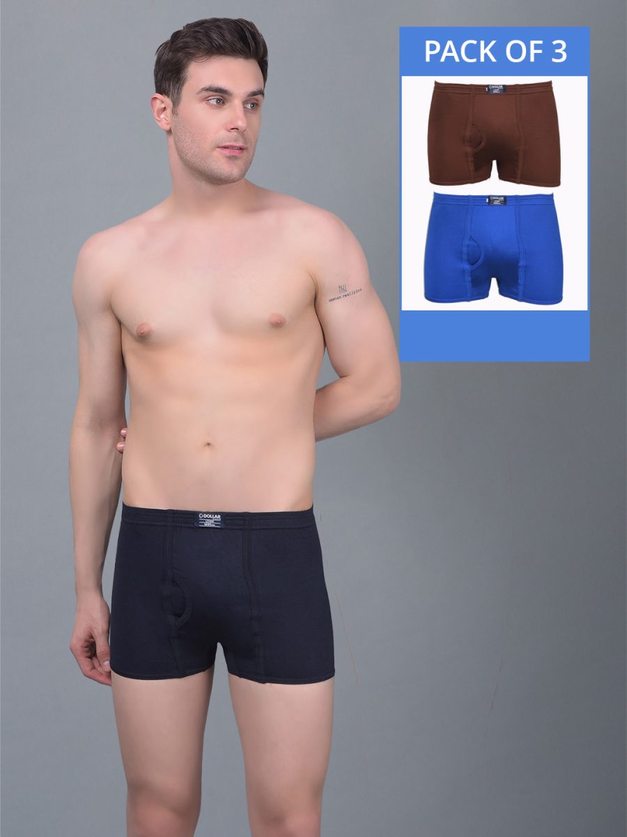 Dollar Lehar Combed Cotton Mens Pack Of 3 Trunk