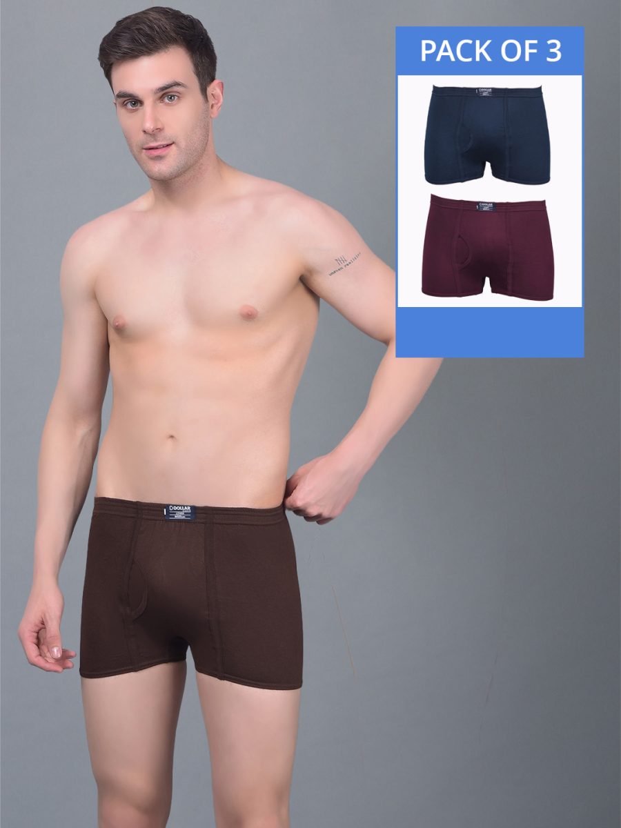 Dollar Lehar Combed Cotton Mens Pack Of 3 Trunk