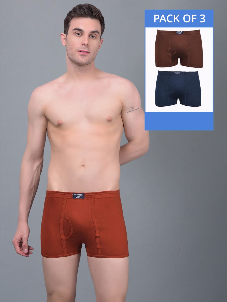 Dollar Lehar Combed Cotton Mens Pack Of 3 Trunk