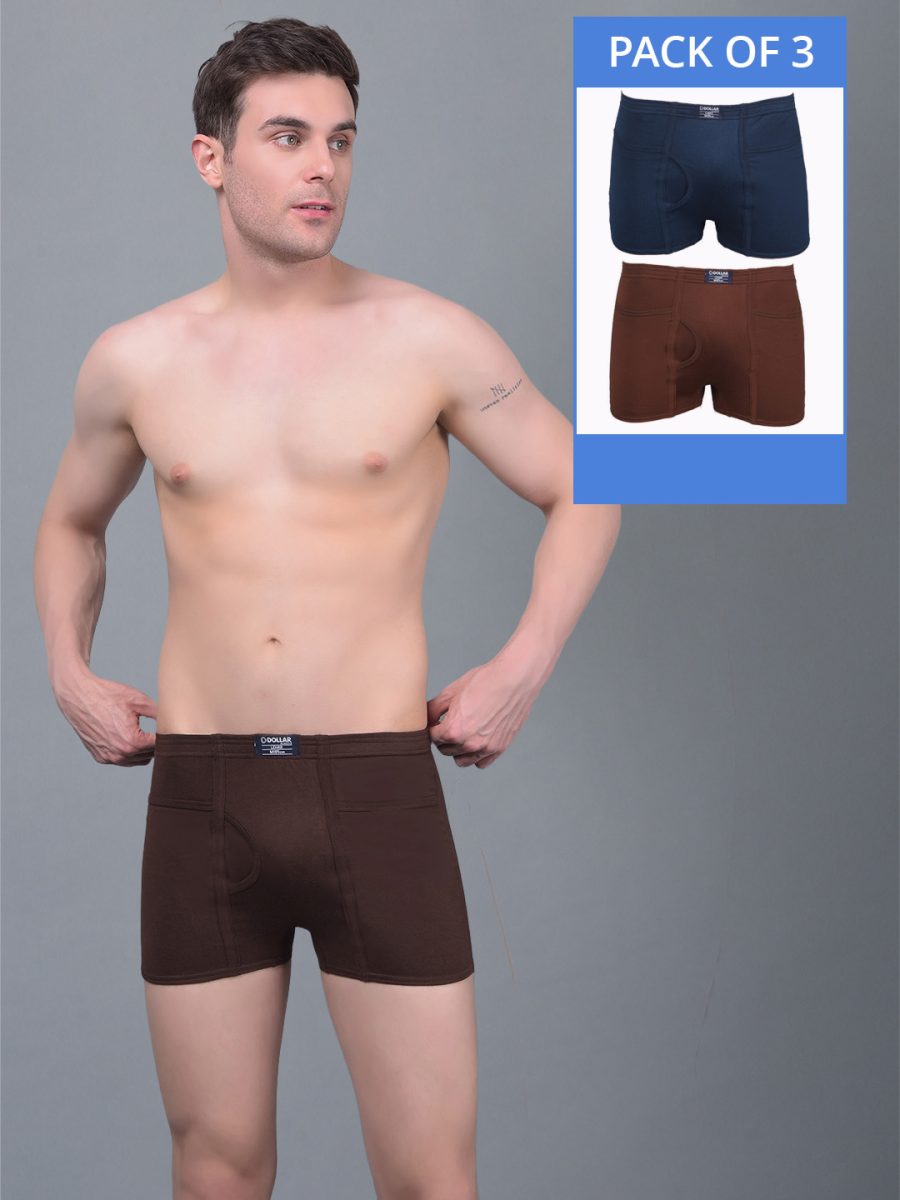 Dollar Lehar Combed Cotton Mens Pack Of 3 Trunk