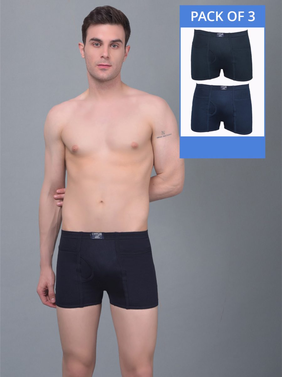 Dollar Lehar Combed Cotton Mens Pack Of 3 Trunk