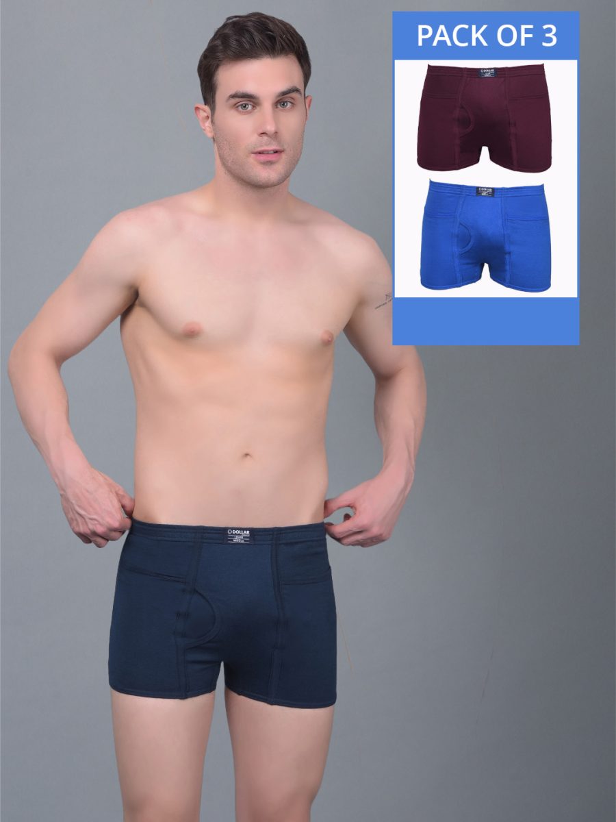 Dollar Lehar Combed Cotton Mens Pack Of 3 Trunk