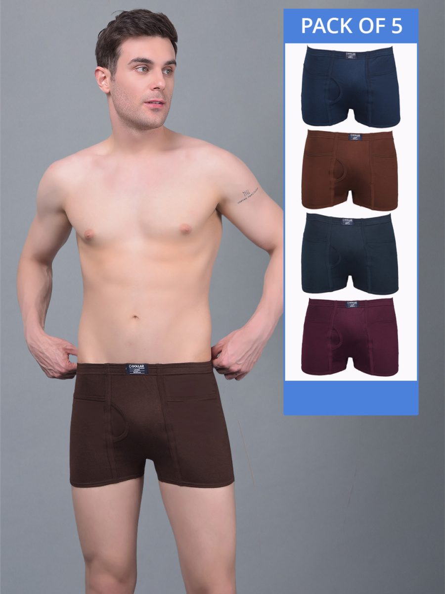 Dollar Lehar Combed Cotton Mens Pack Of 5 Trunk