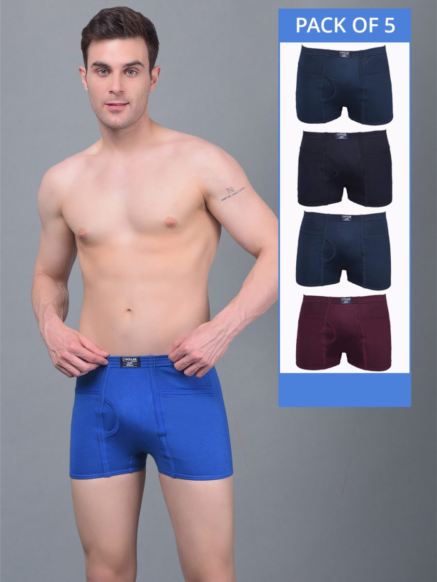 Dollar Lehar Combed Cotton Mens Pack Of 5 Trunk