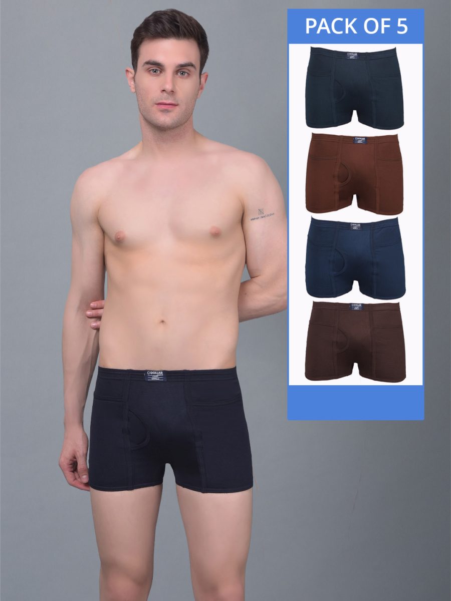 Dollar Lehar Combed Cotton Mens Pack Of 5 Trunk