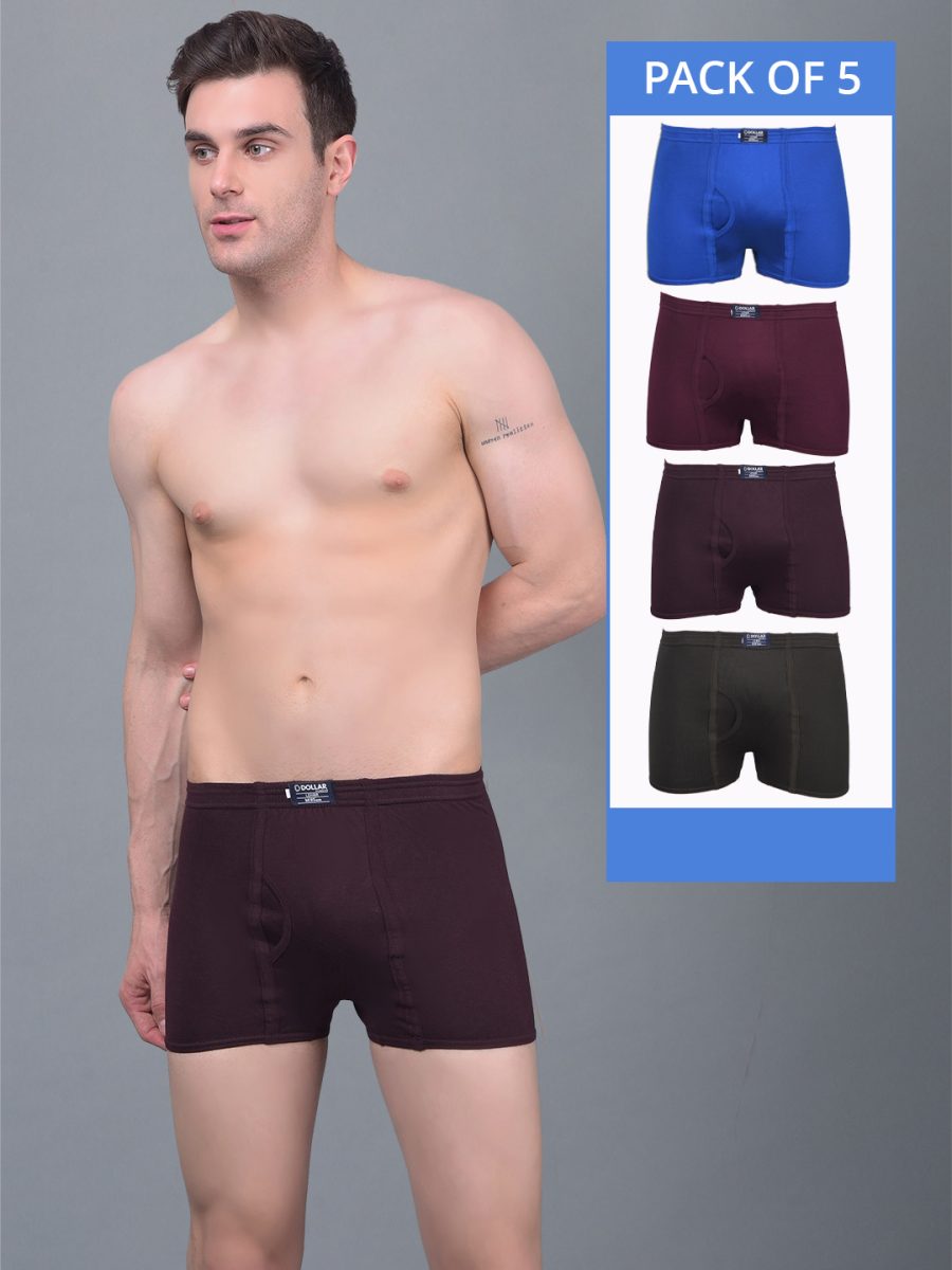 Dollar Lehar Combed Cotton Mens Pack Of 5 Trunk
