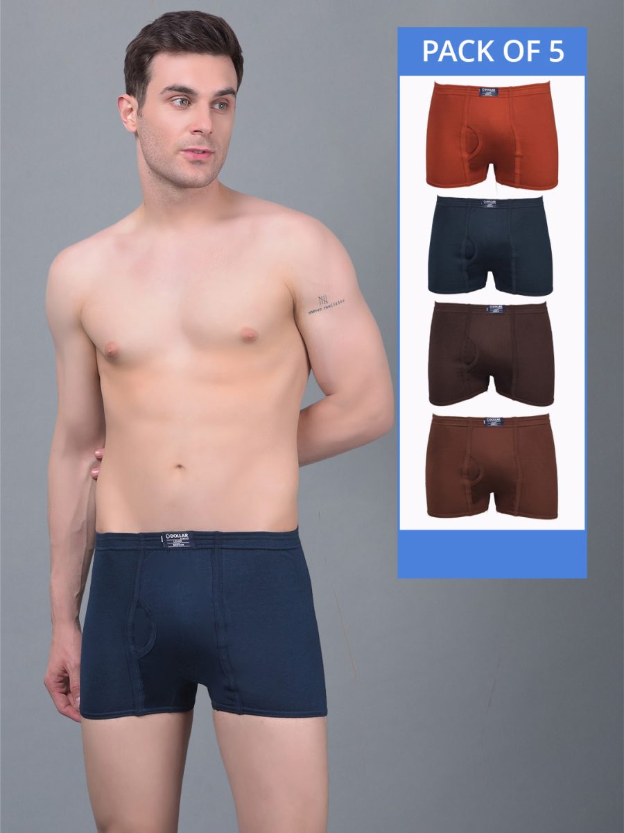 Dollar Lehar Combed Cotton Mens Pack Of 5 Trunk