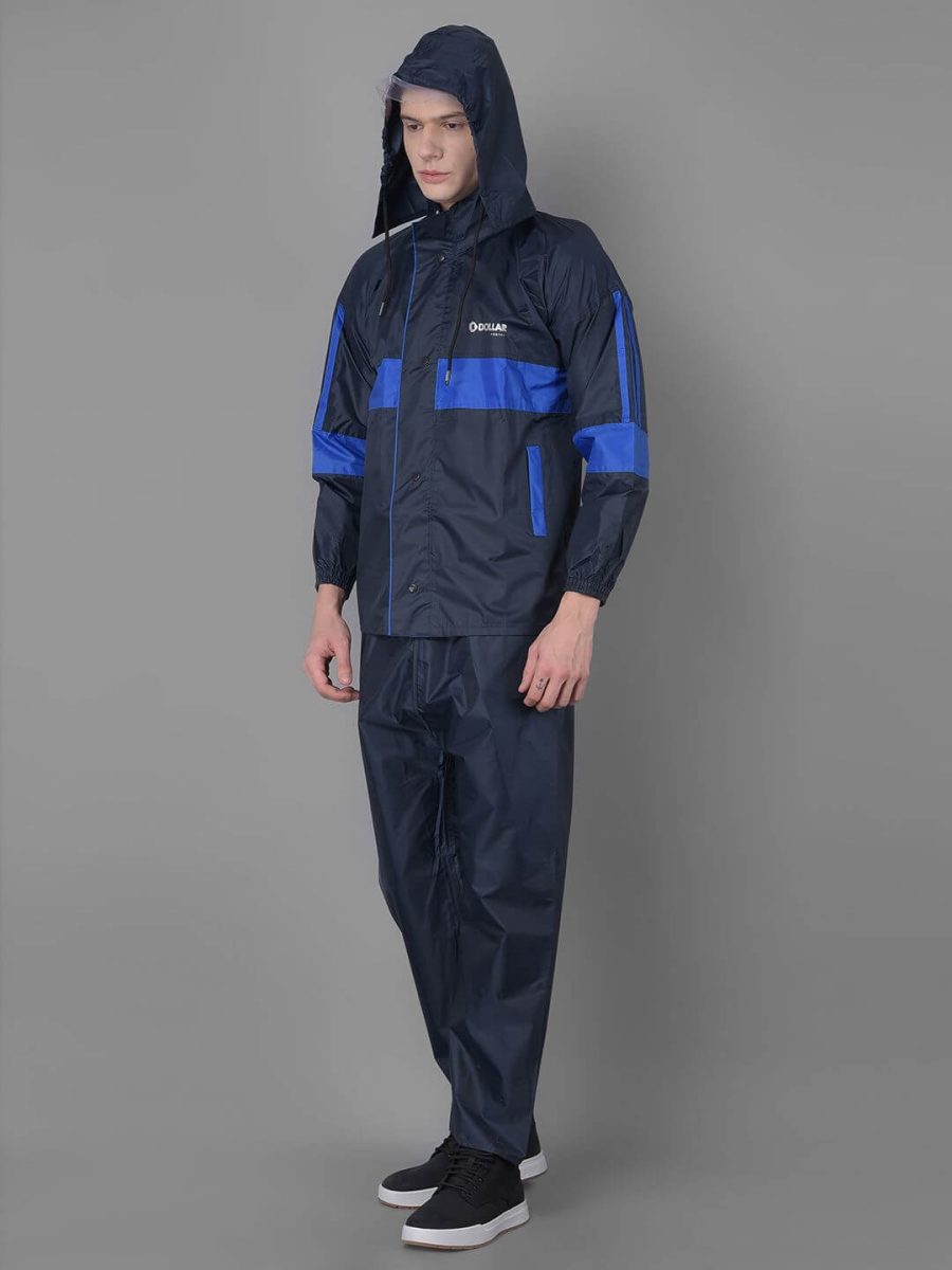 Dollar Rainguard Men's PVC Full Sleeve Solid Sporty Look Raincoat Set With Adjustable Hood and Pocket