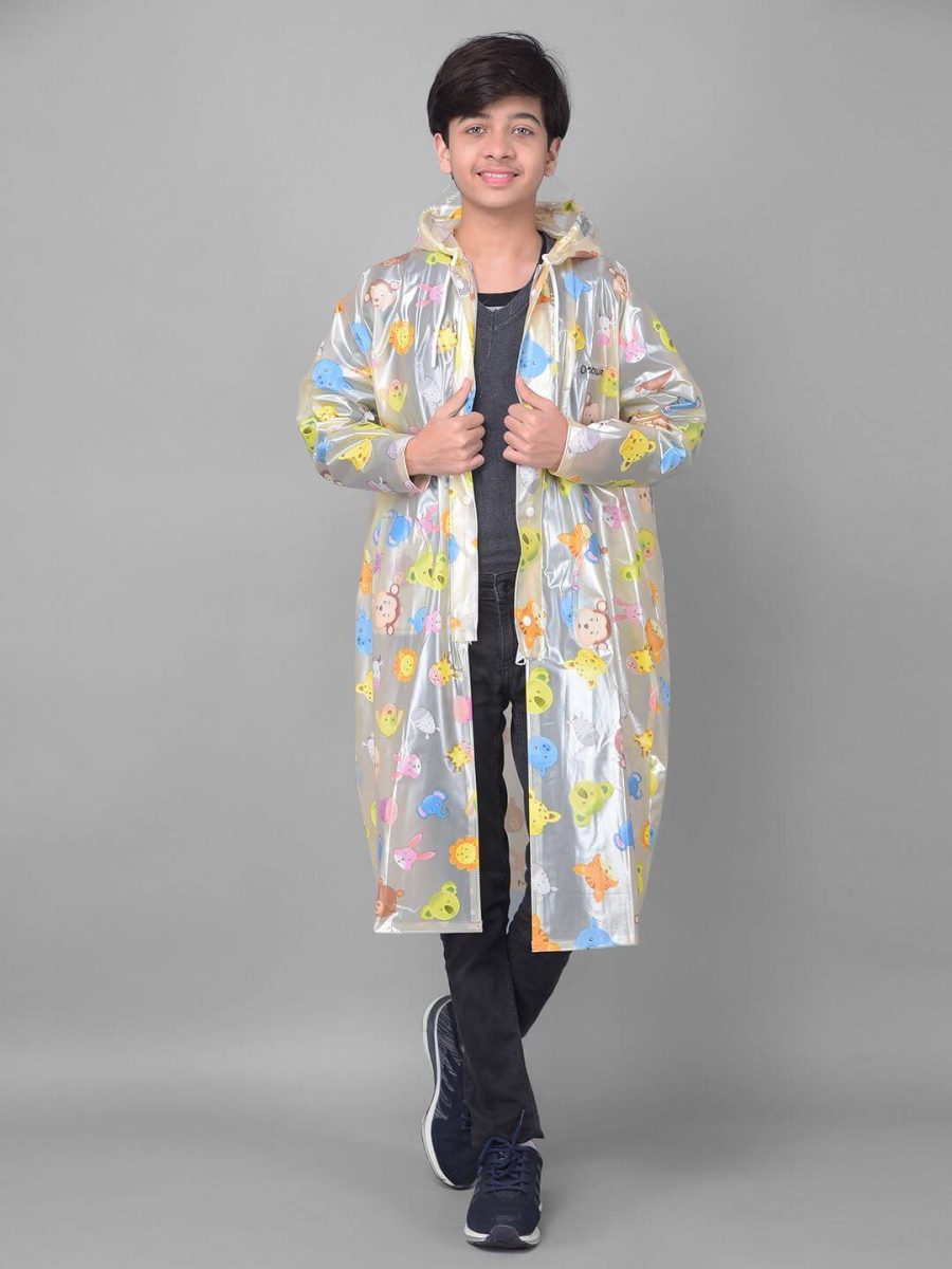 Dollar Rainguard Kid's PVC Full Sleeve Solid Raincoat With Adjustable Hood and Pocket