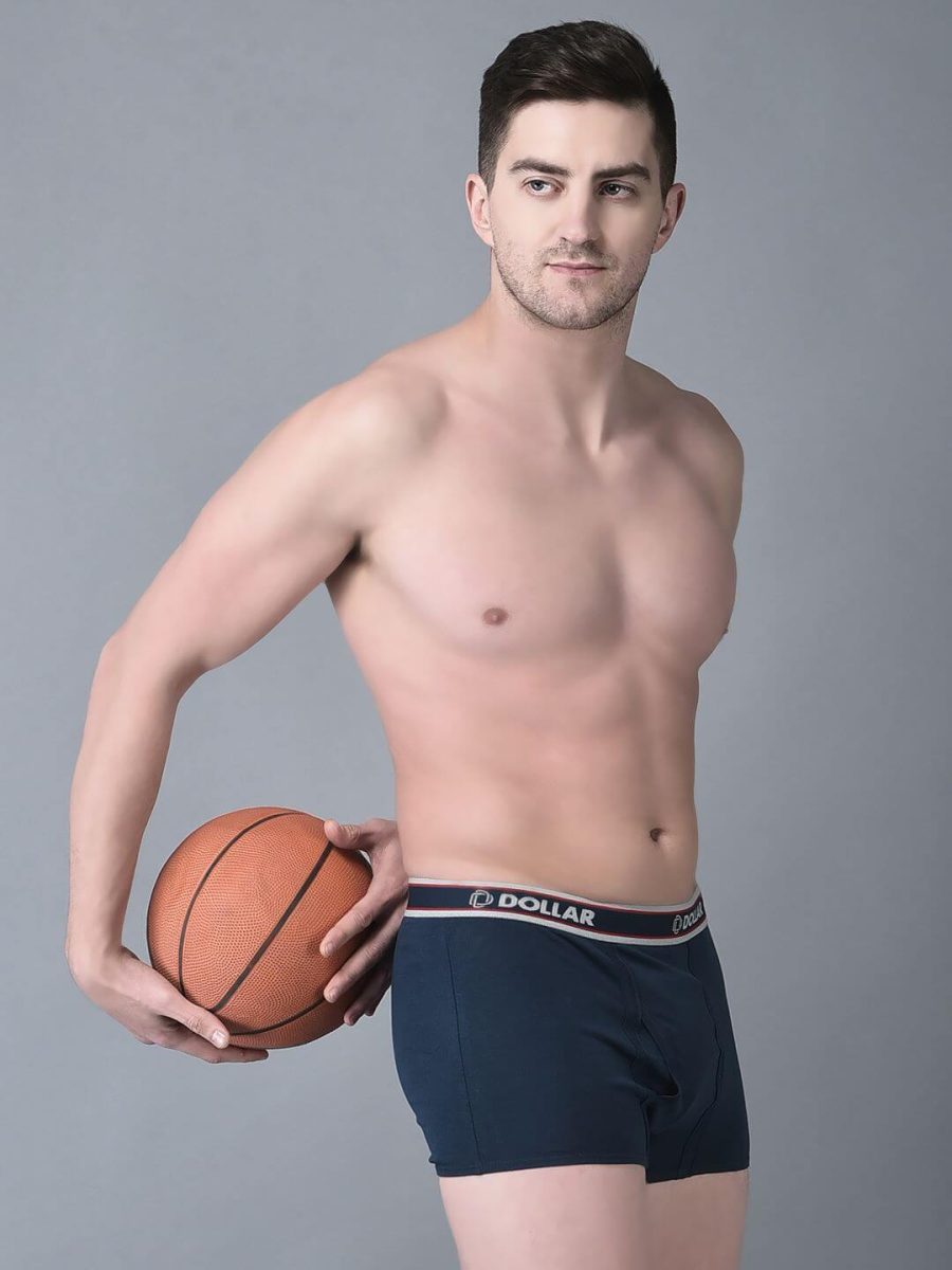 Dollar Bigboss Men's Pack of 2 Solid Combed Cotton Trunk With Double Pouch Support