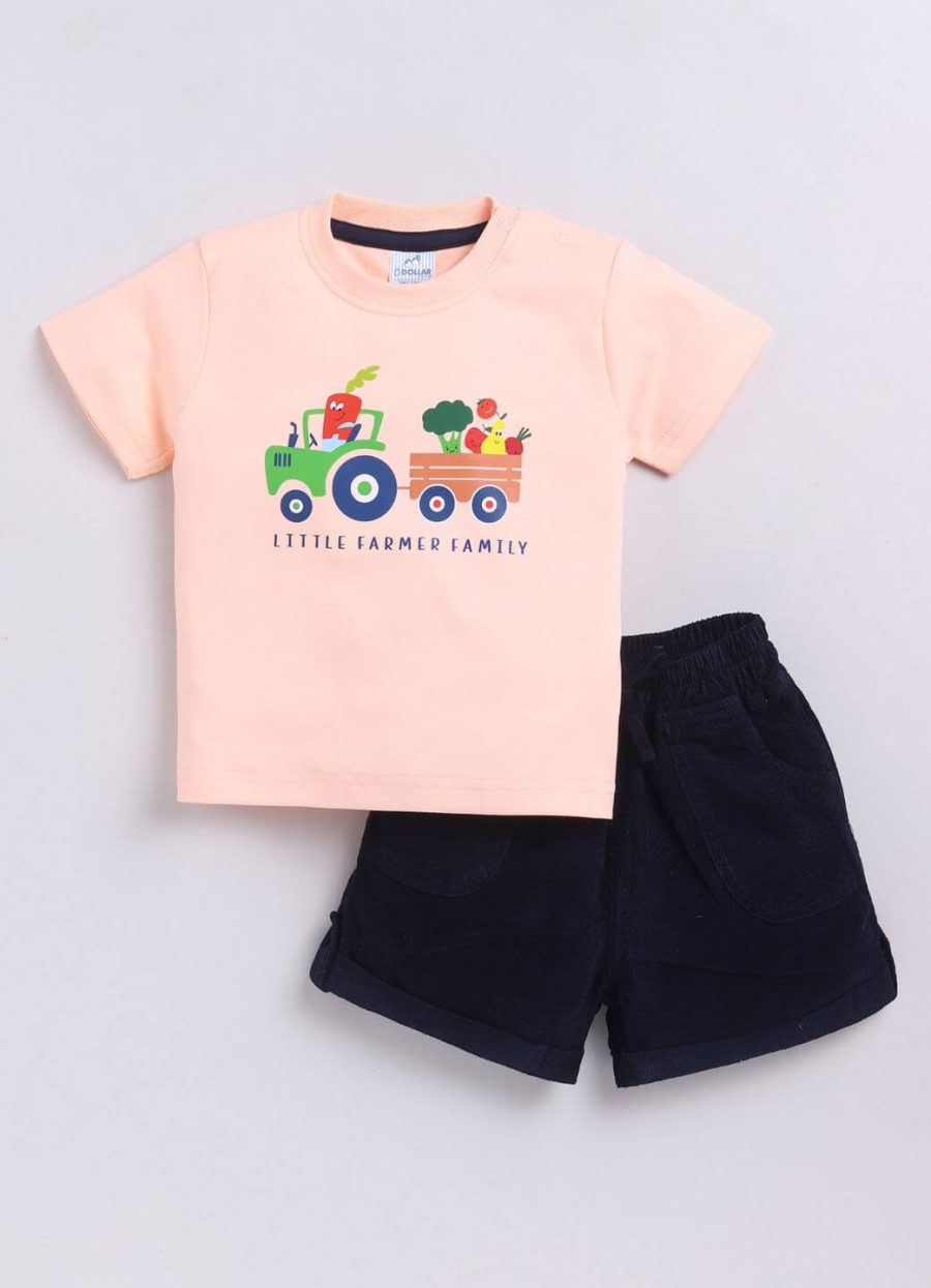 Dollar Peach-Black Baby Boys Combo Set