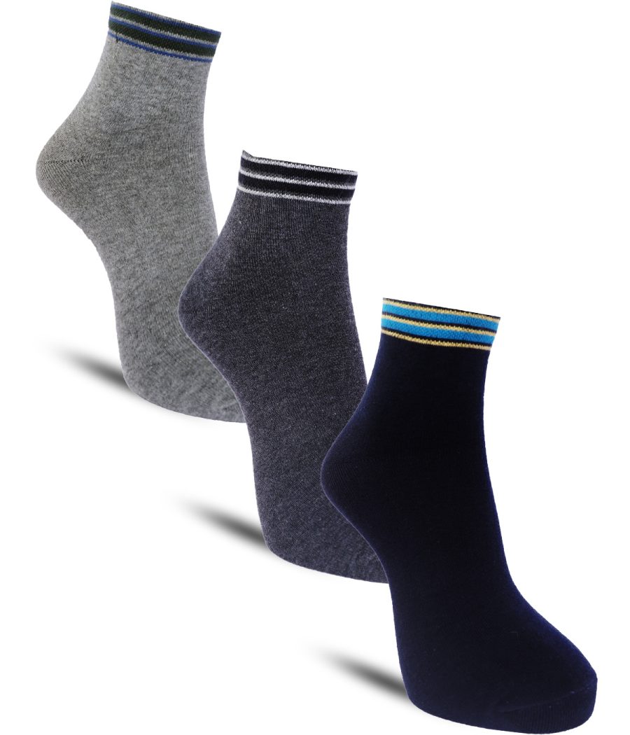 Dollar Casual Ankle Length Cotton Socks For Men's (Pack of 3)