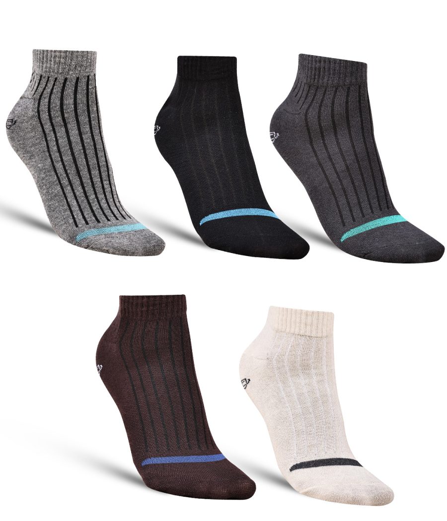 Dollar Casual Ankle Length Cotton Socks For Men's In ( Pack of 5 )