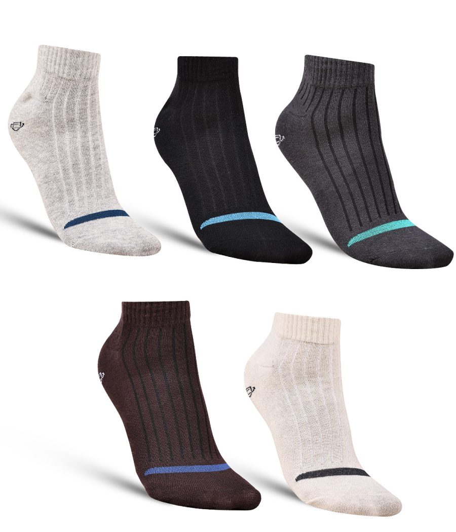 Dollar Casual Ankle Length Cotton Socks For Men's In ( Pack of 5 )