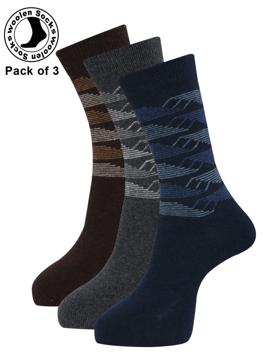 Dollar Full Length Woollen Socks for Mens Free Size (Pack of 3)