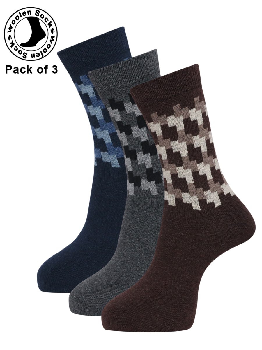 Dollar Full Length Woollen Socks for Mens Free Size (Pack of 3)